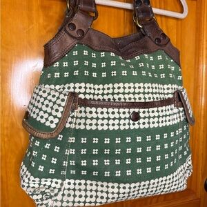 Lucky Brand Vintage Inspired Green Leather Hobo Shoulder Bag